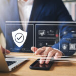 Cybersecurity and privacy concepts to protect data. Lock icon an